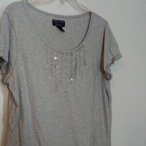 Polo Jeans Company Women’s Short Sleeve Fish Scale Sequins  Top |Size XL